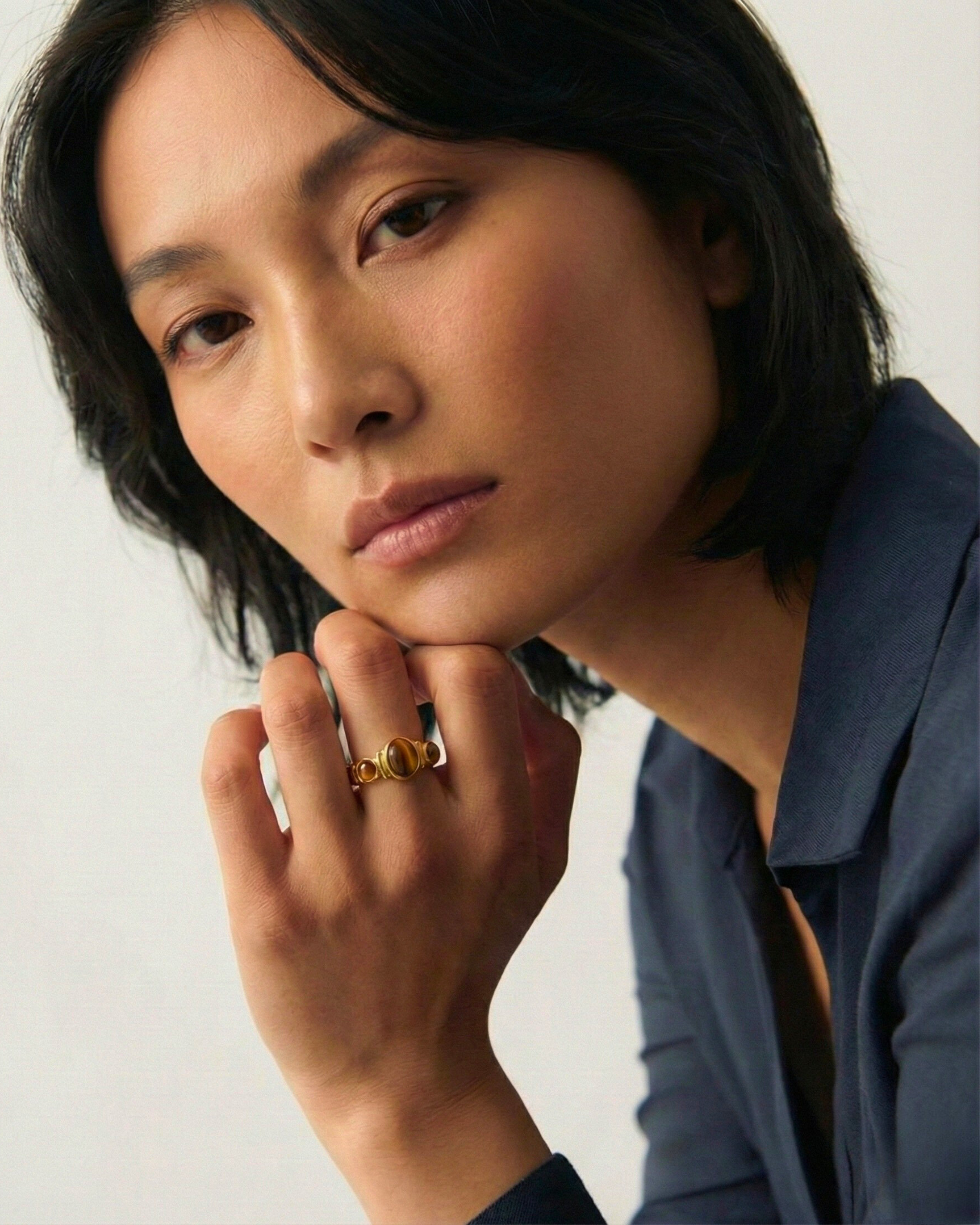 TIGER EYE STATEMENT RING